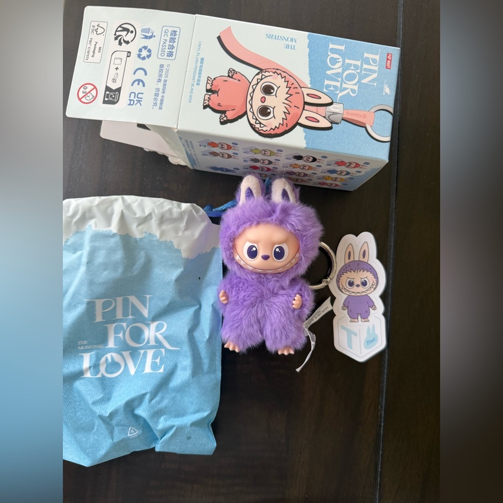 Labubu Pin for Love Series Plush Pendant Letter T